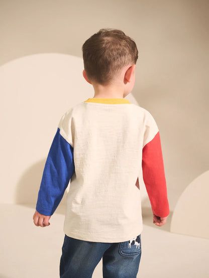 |Boy| Camiseta De Manga Comprida Com Apliques De Trator Multibrilhante e Colorido (3 meses a 7 anos)