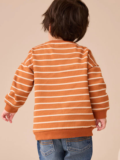 |Boy| Moletom De Malha Com Gola Redonda e Aplique De Urso Em Bege e Marrom (3 meses a 7 anos)