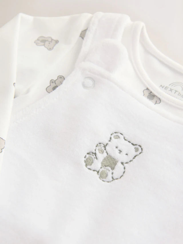 |BabyGirl| Macacão e Macacão De Veludo White Bear Para Bebê (0-12 meses)