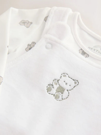 |BabyGirl| Macacão e Macacão De Veludo White Bear Para Bebê (0-12 meses)