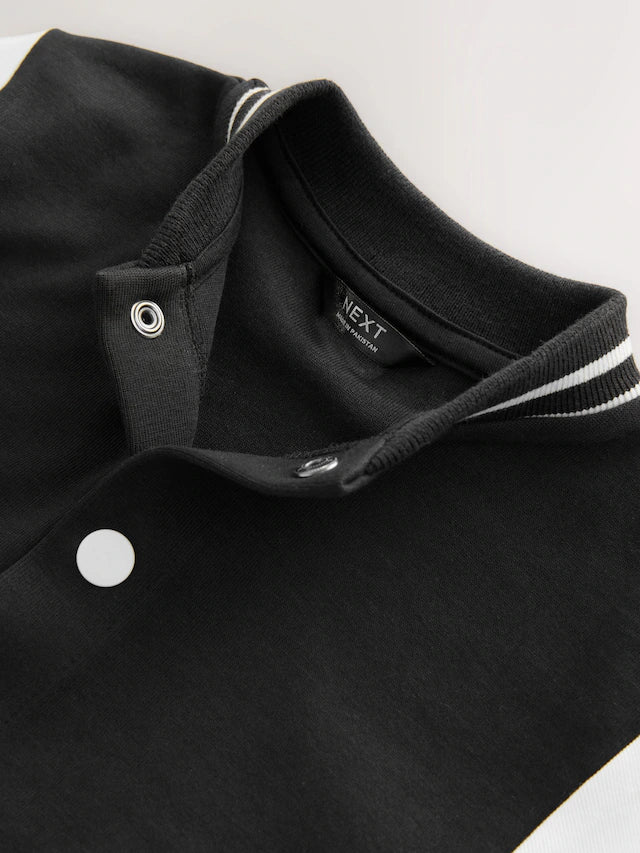 |Boy| Jaqueta Bomber De Jersey Preta/Cru (3 meses a 7 anos)