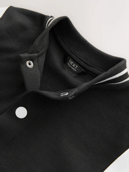 |Boy| Jaqueta Bomber De Jersey Preta/Cru (3 meses a 7 anos)