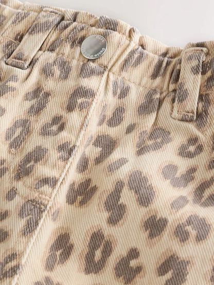 |Girl| Calça Jeans Mom Com Estampa De Leopardo (3 meses a 7 anos)
