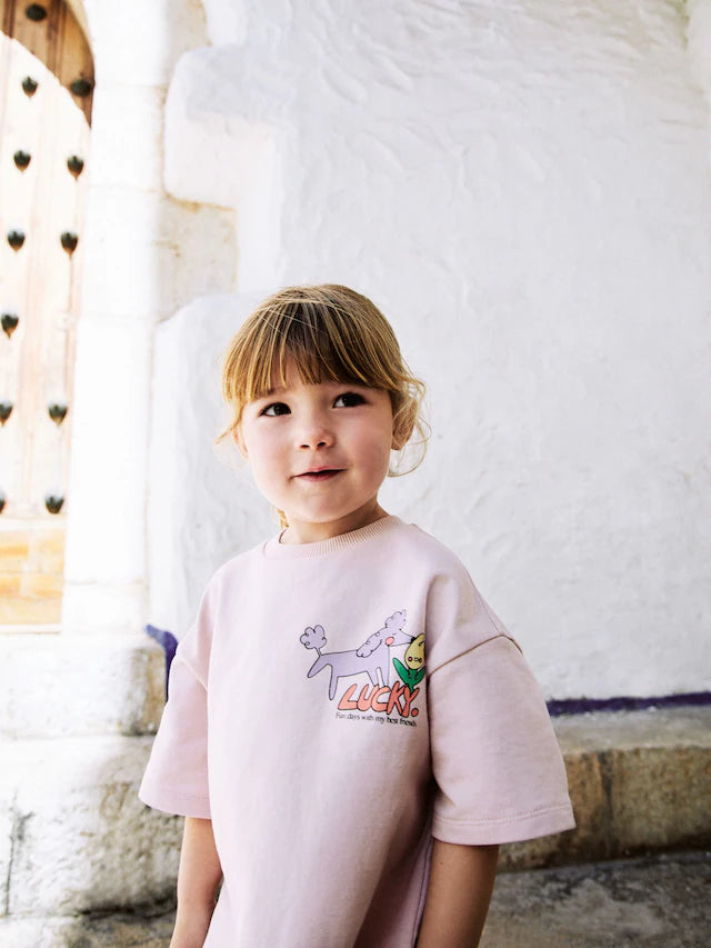 |Girl| Conjunto De Blusa e Shorts Rosa Lucky Dog (3 meses a 7 anos)