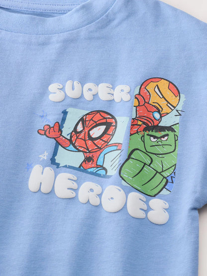 |Boy| Camiseta Marvel Azul de Manga Longa (6 meses a 8 anos)