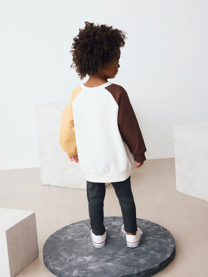 |Boy| Conjunto De Moletom e Leggings Mickey Mouse Cru/Marrom (3 meses a 8 anos)