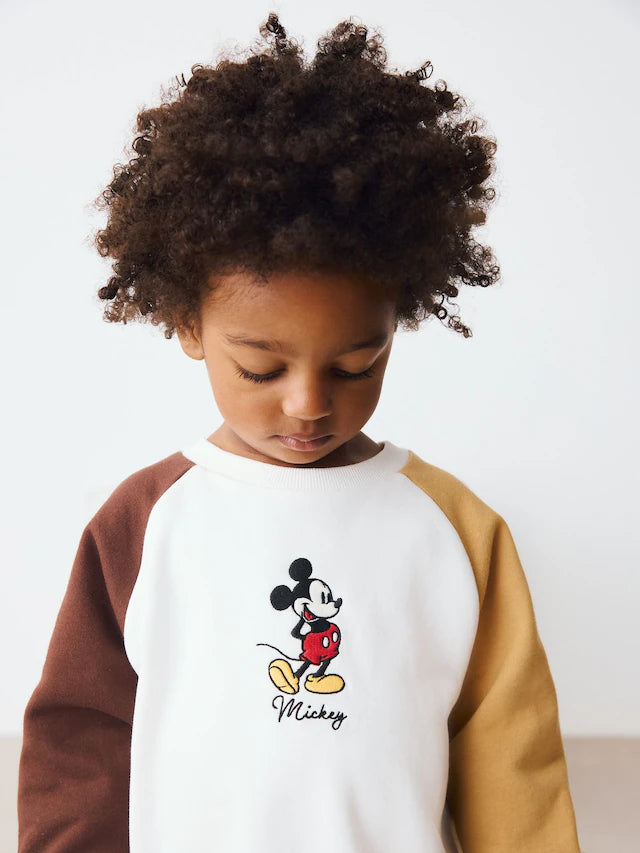 |Boy| Conjunto De Moletom e Leggings Mickey Mouse Cru/Marrom (3 meses a 8 anos)