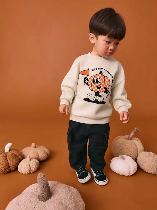 |Boy| Moletom De Halloween Com Estampa De Abóbora Crua (3 meses a 7 anos)