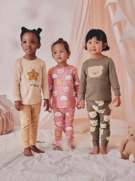 |Girl| Pacote Com 3 Pijamas Brown Bear/Star Snuggle (9 meses a 9 anos)