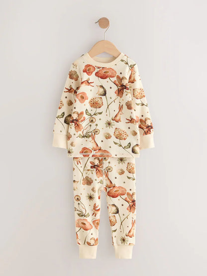 |Girl| Pijama Snuggle Com Apliques De Coelho Rosa/Creme, Pacote Com 3 (9 meses a 9 anos)