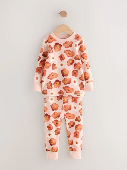 |Girl| Pijama Snuggle Com Apliques De Coelho Rosa/Creme, Pacote Com 3 (9 meses a 9 anos)