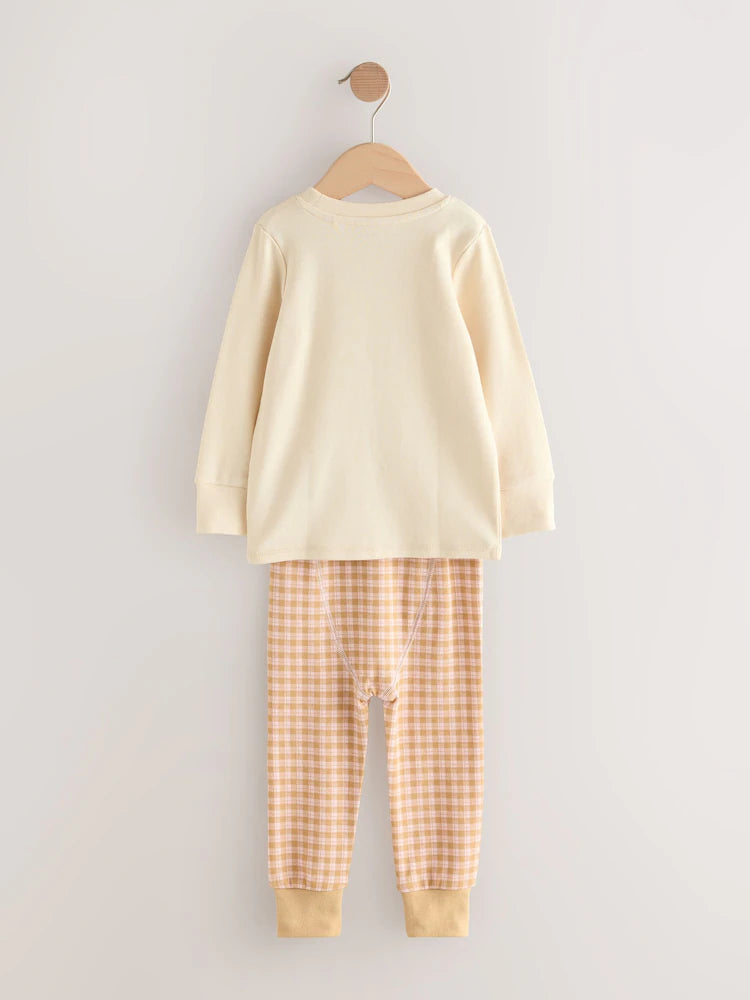 |Girl| Pijama Snuggle Com Apliques De Coelho Rosa/Creme, Pacote Com 3 (9 meses a 9 anos)