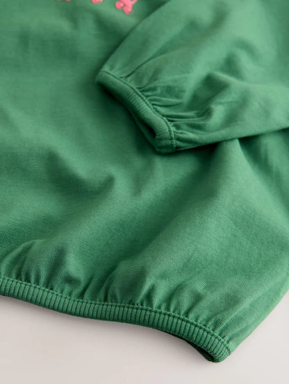 |Girl| Pijama Jogger Com Estampa De Personagem Rosa/Verde, Pacote com 3 (9 meses a 10 anos)