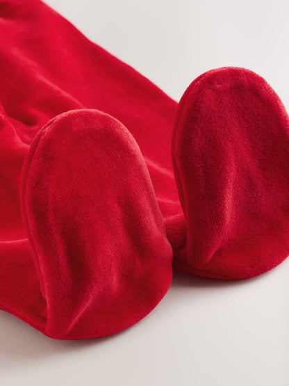 |BabyGirl| Macacão De Dormir De Veludo Com Laço Vermelho Para Bebê (0 meses a 2 anos)