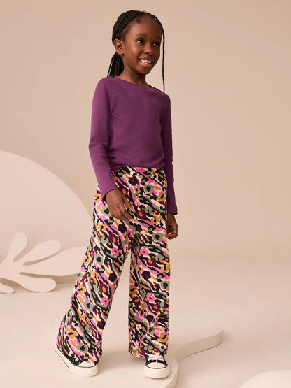 |BigGirl| Calças De Malha Com Estampa Animal Abstrata Rosa/Verde, Pacote com 1 (3-16 anos)