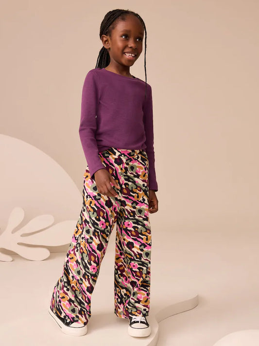 |BigGirl| Calças De Malha Com Estampa Animal Abstrata Rosa/Verde, Pacote com 1 (3-16 anos)