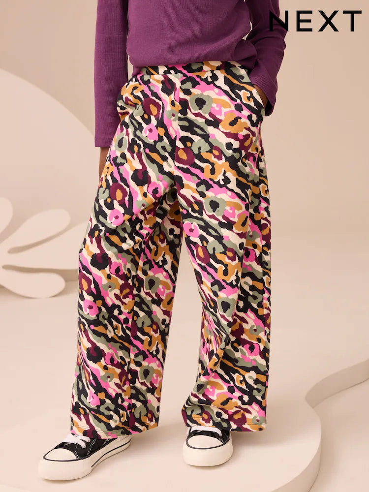 |BigGirl| Calças De Malha Com Estampa Animal Abstrata Rosa/Verde, Pacote com 1 (3-16 anos)