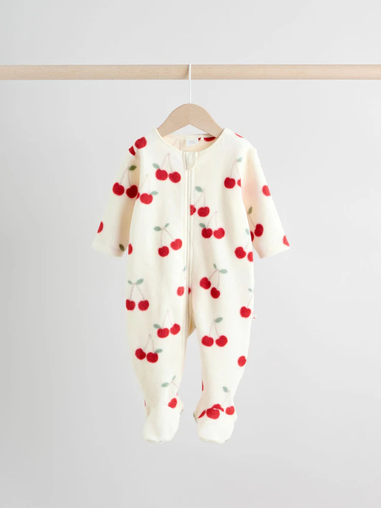 |BabyGirl| Pacote Com 2 Macacões De Dormir Para Bebês Com Zíper Bidirecional Em Microfibra vermelha