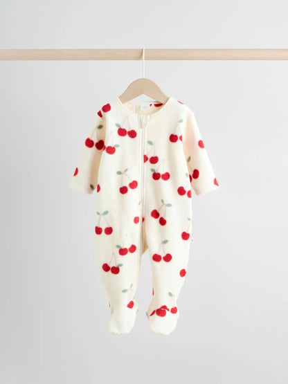 |BabyGirl| Pacote Com 2 Macacões De Dormir Para Bebês Com Zíper Bidirecional Em Microfibra vermelha