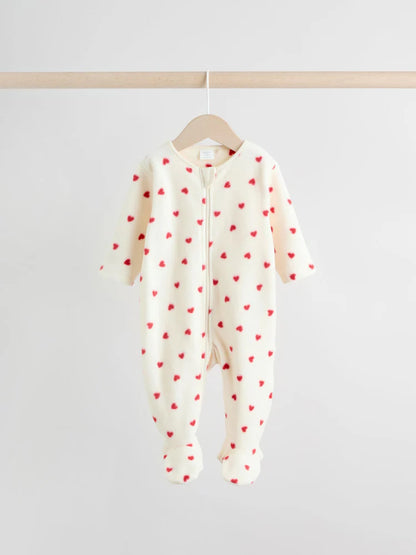 |BabyGirl| Pacote Com 2 Macacões De Dormir Para Bebês Com Zíper Bidirecional Em Microfibra vermelha