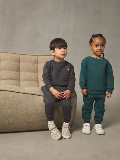 |Boy| Conjunto De Moletom e Calça Jogger Cinza Carvão/Verde, Pacote Com 2 (3 meses a 7 anos)