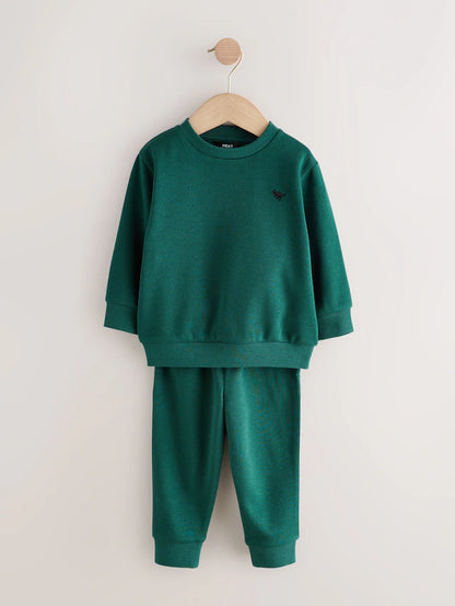 |Boy| Conjunto De Moletom e Calça Jogger Cinza Carvão/Verde, Pacote Com 2 (3 meses a 7 anos)