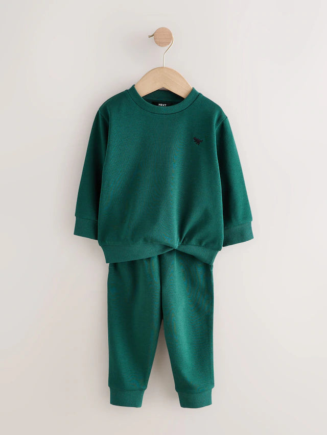 |Boy| Conjunto De Moletom e Calça Jogger Cinza Carvão/Verde, Pacote Com 2 (3 meses a 7 anos)