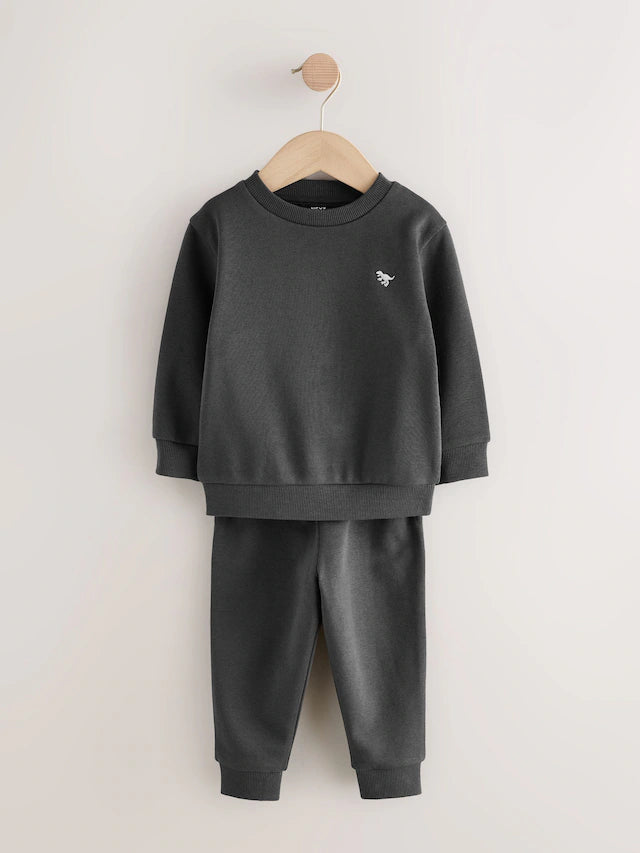 |Boy| Conjunto De Moletom e Calça Jogger Cinza Carvão/Verde, Pacote Com 2 (3 meses a 7 anos)
