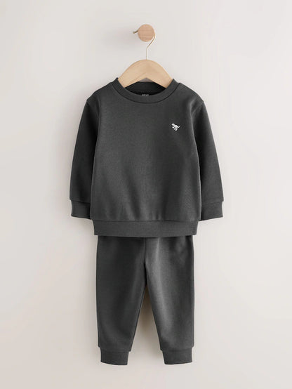 |Boy| Conjunto De Moletom e Calça Jogger Cinza Carvão/Verde, Pacote Com 2 (3 meses a 7 anos)