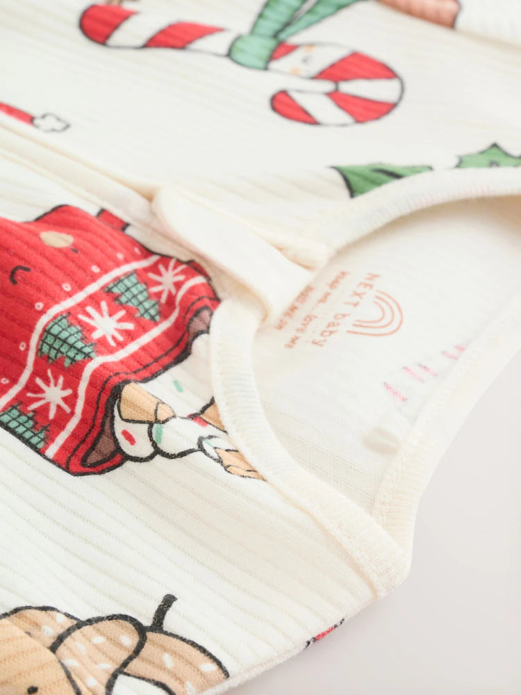 |BabyBoy| Macacão De Dormir Com Personagens Natalinos Para Bebês (0 meses a 3 anos)