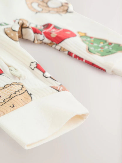 |BabyBoy| Macacão De Dormir Com Personagens Natalinos Para Bebês (0 meses a 3 anos)