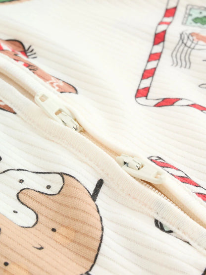 |BabyBoy| Macacão De Dormir Com Personagens Natalinos Para Bebês (0 meses a 3 anos)