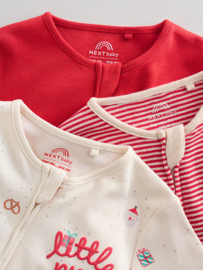 |BabyGirl| Pacote Com 3 Macacões De Natal Para Bebês Vermelhos (0 meses a 3 anos)