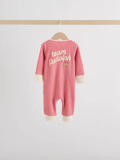 |BabyGirl| Pacote Com 3 Macacões De Natal Para Bebês Vermelhos (0 meses a 3 anos)