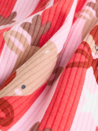 |BabyGirl| Macacão Listrado De Rena De Natal Rosa Para bebê (0 meses a 3 anos)