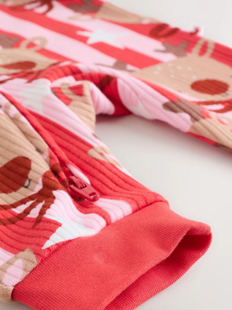 |BabyGirl| Macacão Listrado De Rena De Natal Rosa Para bebê (0 meses a 3 anos)