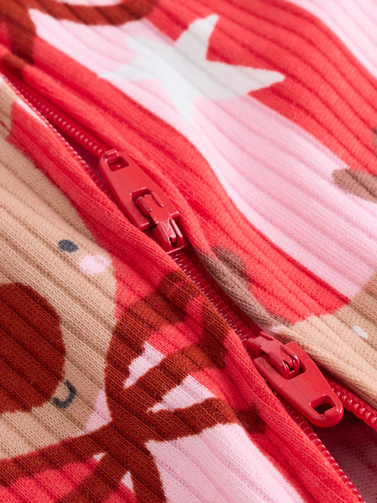 |BabyGirl| Macacão Listrado De Rena De Natal Rosa Para bebê (0 meses a 3 anos)