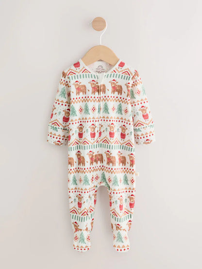 |BabyBoy| Macacão De Dormir Hamish De Natal Para Bebê Cru (0 meses a 3 anos)