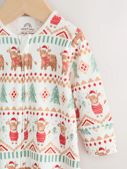 |BabyBoy| Macacão De Dormir Hamish De Natal Para Bebê Cru (0 meses a 3 anos)