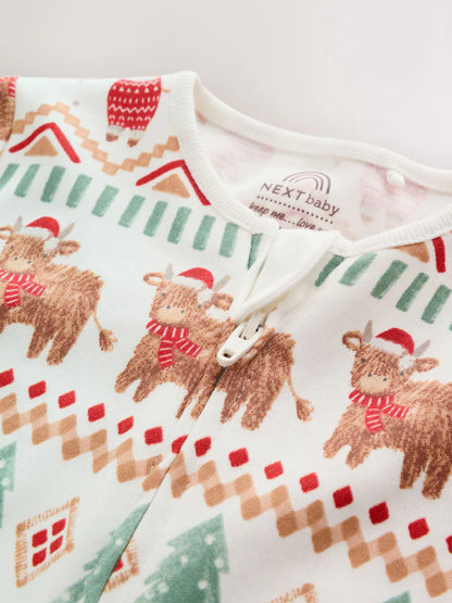 |BabyBoy| Macacão De Dormir Hamish De Natal Para Bebê Cru (0 meses a 3 anos)