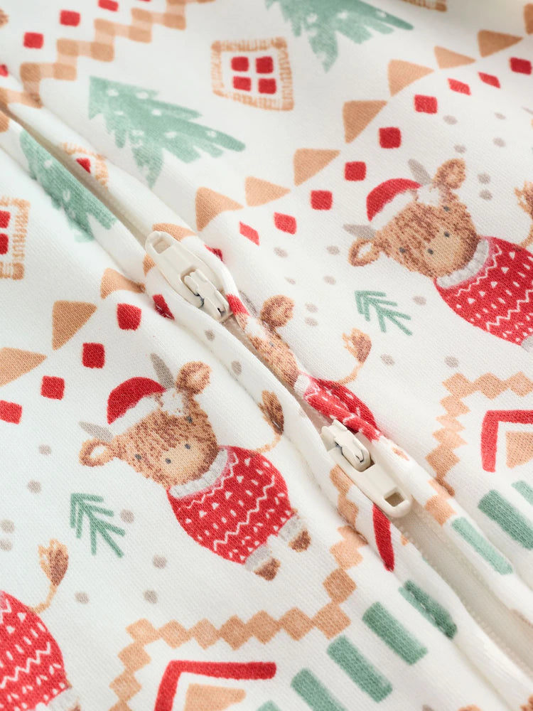 |BabyBoy| Macacão De Dormir Hamish De Natal Para Bebê Cru (0 meses a 3 anos)