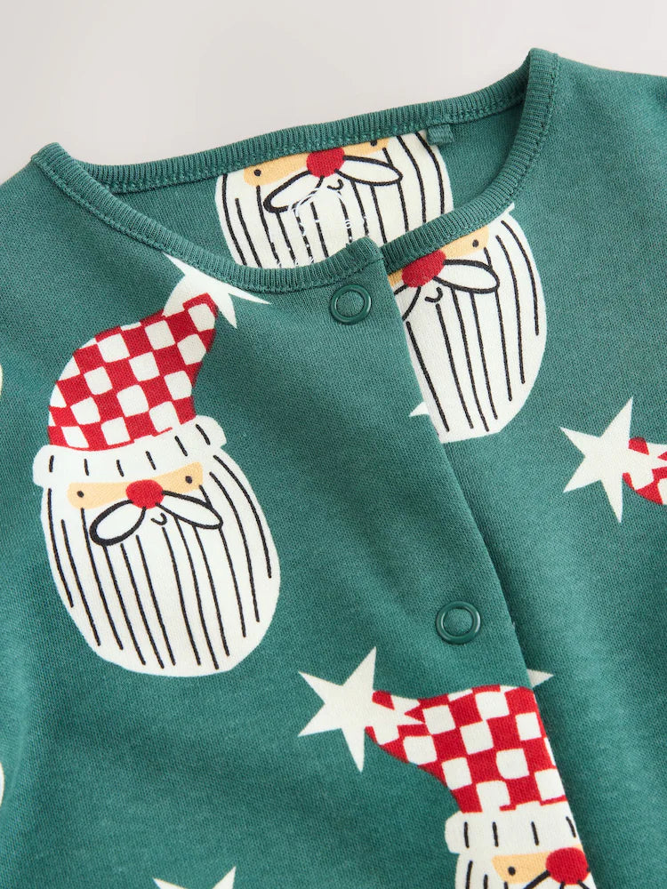 |BabyBoy| Macacão De Dormir De Natal Verde Combinando Com o Papai Noel (0 meses a 3 anos)