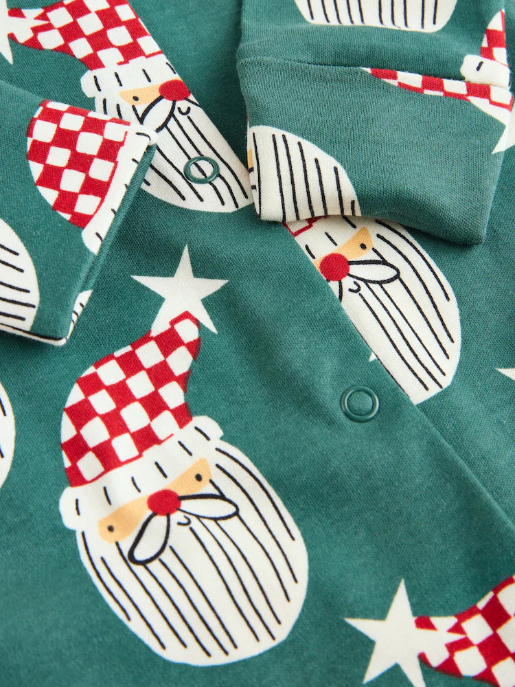 |BabyBoy| Macacão De Dormir De Natal Verde Combinando Com o Papai Noel (0 meses a 3 anos)