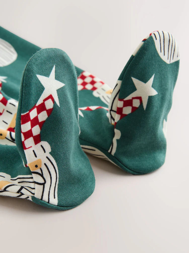 |BabyBoy| Macacão De Dormir De Natal Verde Combinando Com o Papai Noel (0 meses a 3 anos)