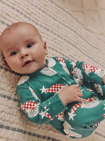 |BabyBoy| Macacão De Dormir De Natal Verde Combinando Com o Papai Noel (0 meses a 3 anos)