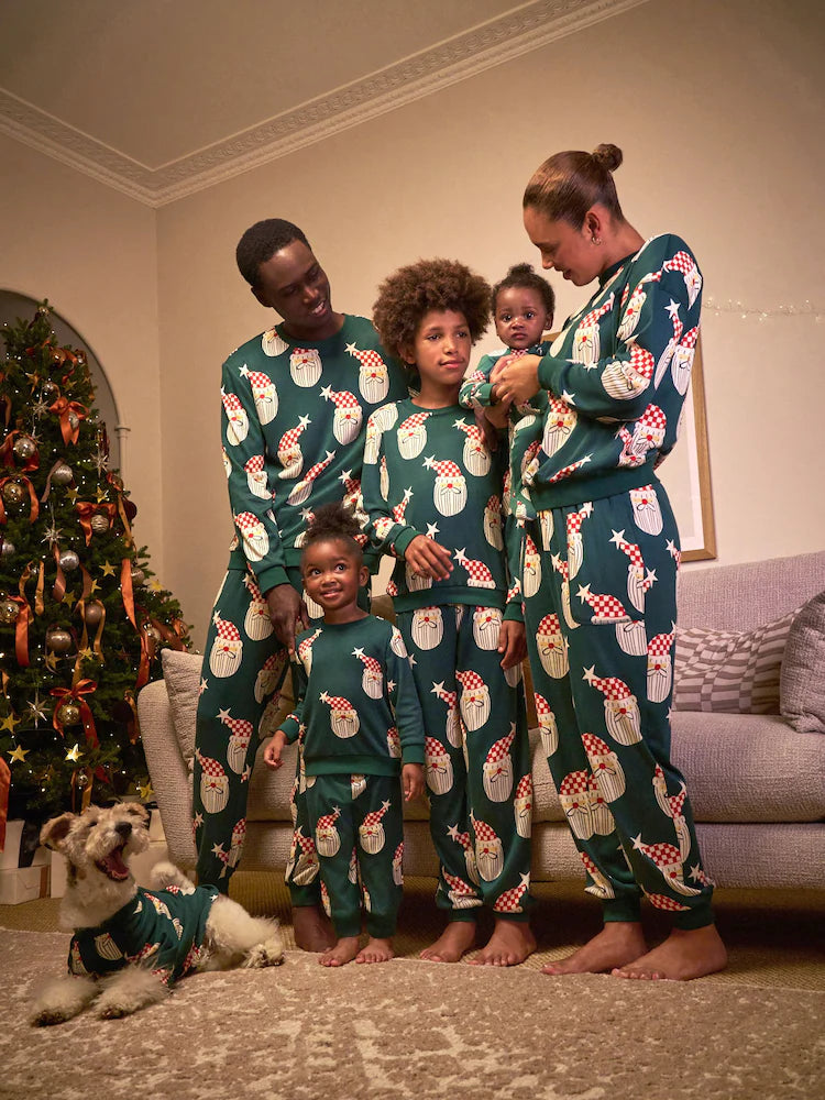 |BabyBoy| Macacão De Dormir De Natal Verde Combinando Com o Papai Noel (0 meses a 3 anos)