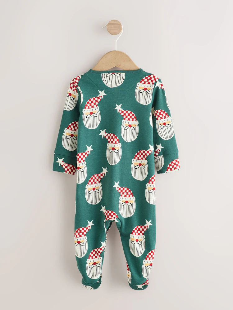 |BabyBoy| Macacão De Dormir De Natal Verde Combinando Com o Papai Noel (0 meses a 3 anos)