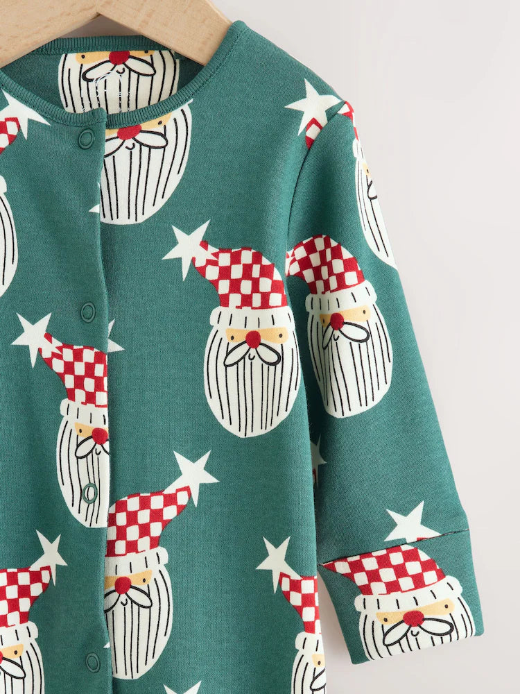 |BabyBoy| Macacão De Dormir De Natal Verde Combinando Com o Papai Noel (0 meses a 3 anos)