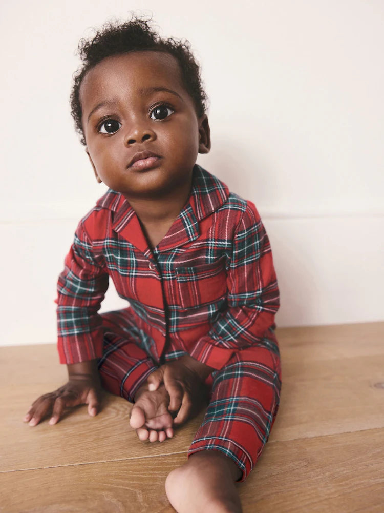 |BabyBoy| Macacão De Dormir Para Bebês Combinando Com a Família Em Xadrez Vermelho (0 meses a 3 anos)