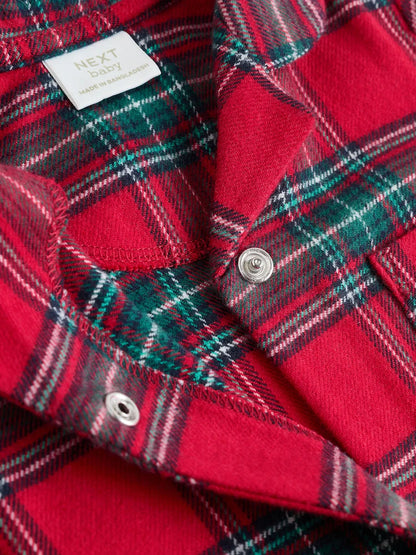 |BabyBoy| Macacão De Dormir Para Bebês Combinando Com a Família Em Xadrez Vermelho (0 meses a 3 anos)